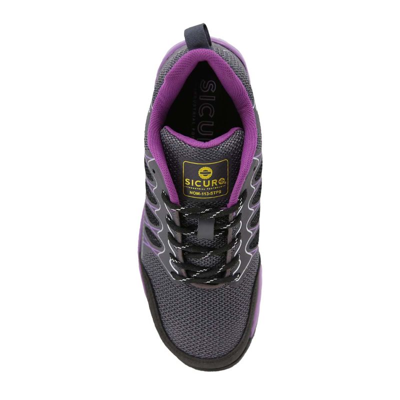 BOTA-TENIS-SUELA-PU-HULE-CASCO-POLICARBONATO-COLOR-TEXTIL-GRIS-MORADO-NO.22