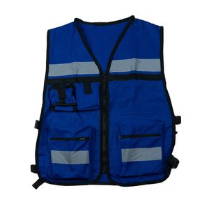 Chaleco de seguridad brigadista azul reflejante con bolsas unitalla