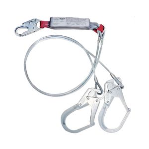 Protecta® PRO Eslinga de doble brazo de cable de acero, con gancho grande de acero y paquete amortiguador