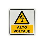 Letrero de seguridad alto voltaje amarillo 20x20