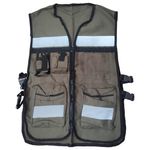 Chaleco brigadista verde militar SE-CHB con reflejante y bolsa unitalla