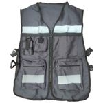 Chaleco brigadista gris oxford SE-CHB con reflejante y bolsa unitalla