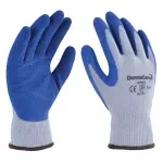 Par de guantes DermaCare 16-975 de algodón tipo japonés con recubrimiento de látex rugoso en la palma