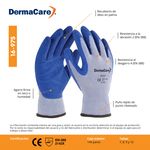 Infografía con características del guante japonés DermaCare 16-975 con látex