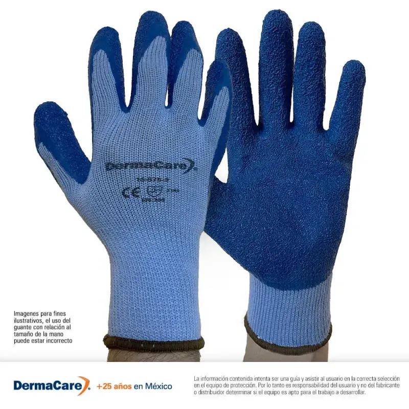 Albañil de construcción utilizando guantes de algodón DermaCare 16-975 con palma de látex