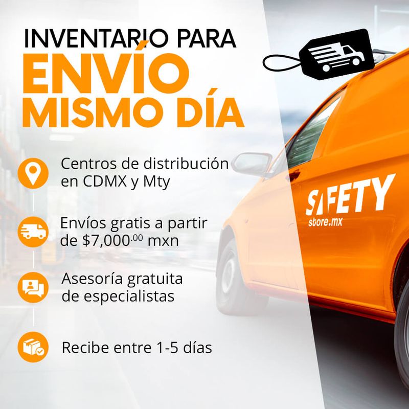 Información de logística Safety Store: envíos gratis desde 7,000 MXN y entrega rápida